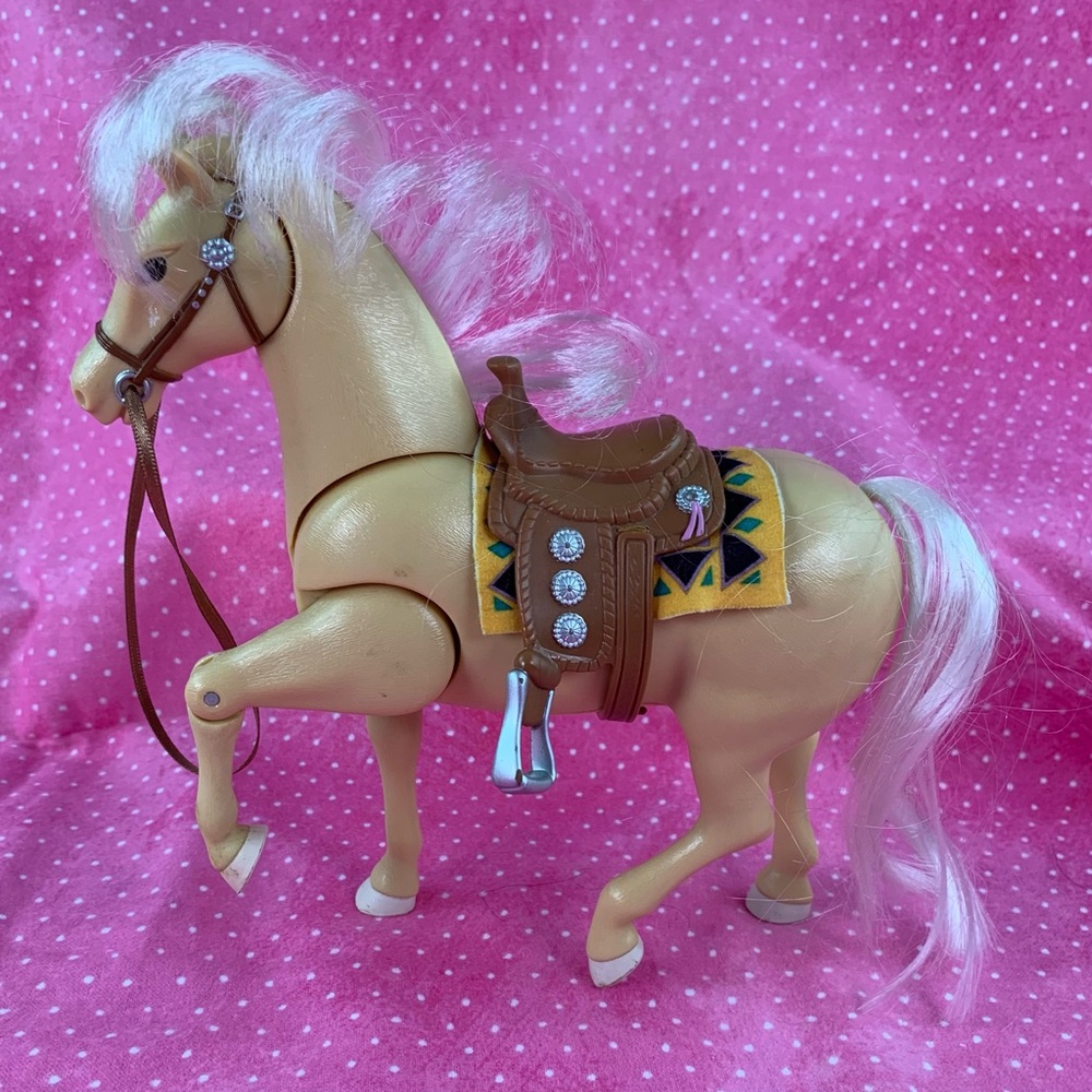Mattel Stepping and Moving Western Horse with White Mane and Jeweled Saddle